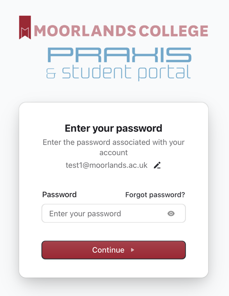 login screen
